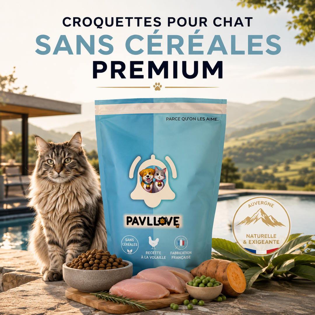 Croquettes chat avec plantes issues de l’agriculture biologique
