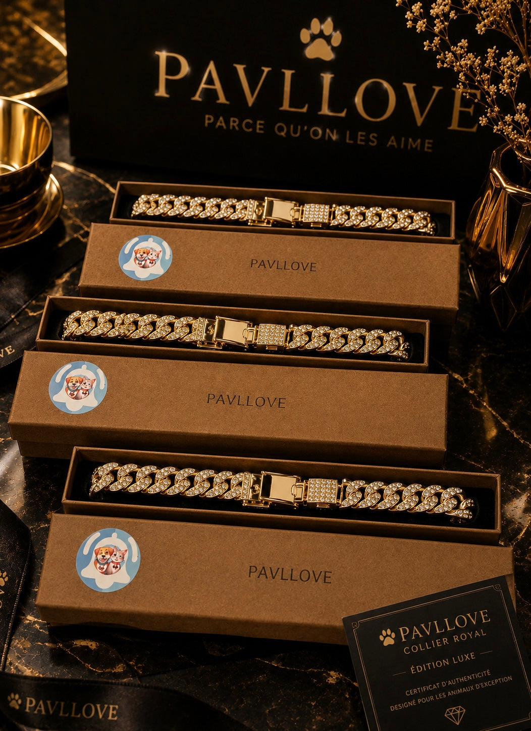 💎 Collier pour chien et chat, Édition Royale – Élégance, Brillance Absolue avec ses strass ⭐⭐⭐⭐⭐ - Pavllove