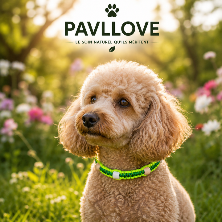 Collier Anti-Tiques & Antiparasitaire Naturel Chien et Chat, Fait Main en France, Perles de Céramique EM (Gamme Tréssée) ⭐⭐⭐⭐⭐ - Pavllove