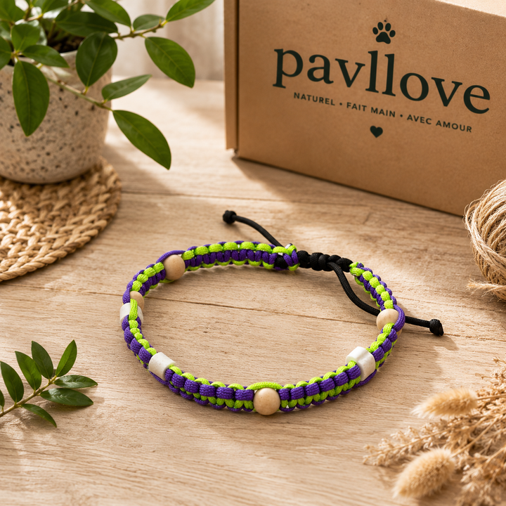 Colliers Violet & mauve Anti-Tiques & Antiparasitaire Naturel (Tréssée) avec Perles de céramique EM ⭐⭐⭐⭐⭐ - Pavllove