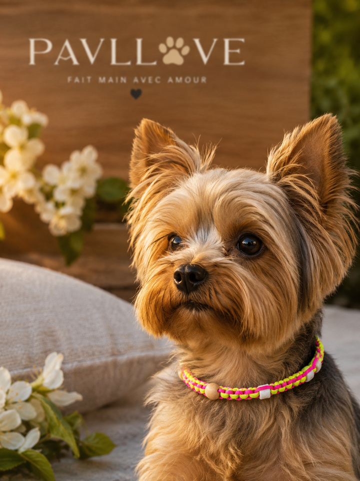 Collier Anti-Tiques & Antiparasitaire Naturel Chien et Chat, Fait Main en France, Perles de Céramique EM (Gamme Tréssée) ⭐⭐⭐⭐⭐ - Pavllove