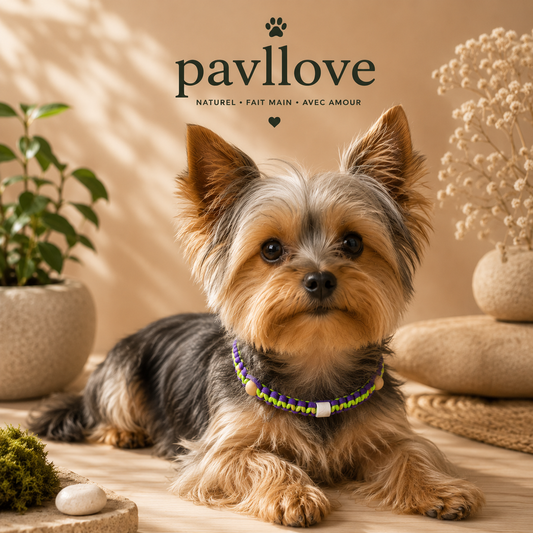 Colliers Violet & mauve Anti-Tiques & Antiparasitaire Naturel (Tréssée) avec Perles de céramique EM ⭐⭐⭐⭐⭐ - Pavllove