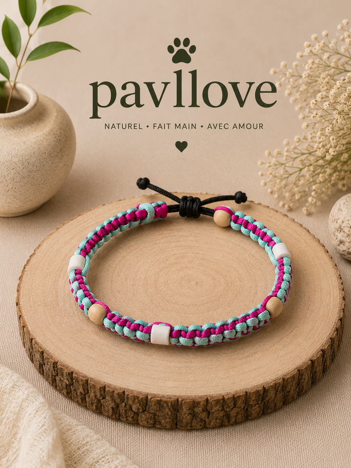 Colliers Rose Anti-Tiques & Antiparasitaire Naturel (Tréssée) avec Perles de céramique EM ⭐⭐⭐⭐⭐ - Pavllove