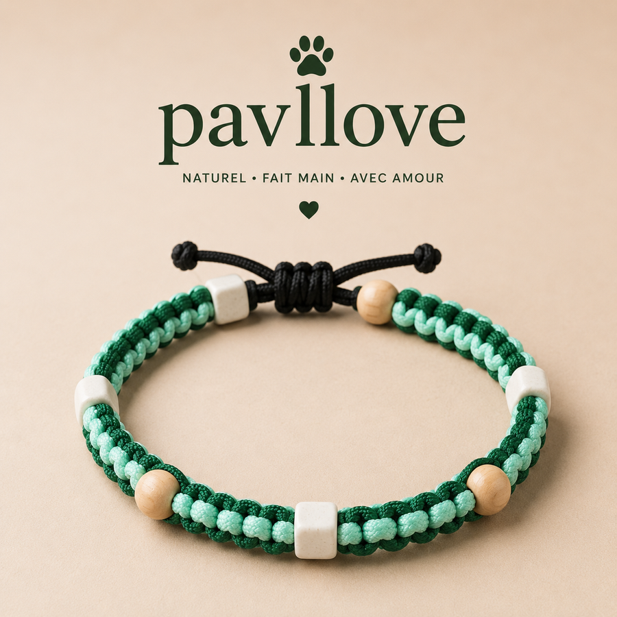 Colliers Vert Anti-Tiques & Antiparasitaire Naturel (Tréssée) avec Perles de céramique EM ⭐⭐⭐⭐⭐ - Pavllove