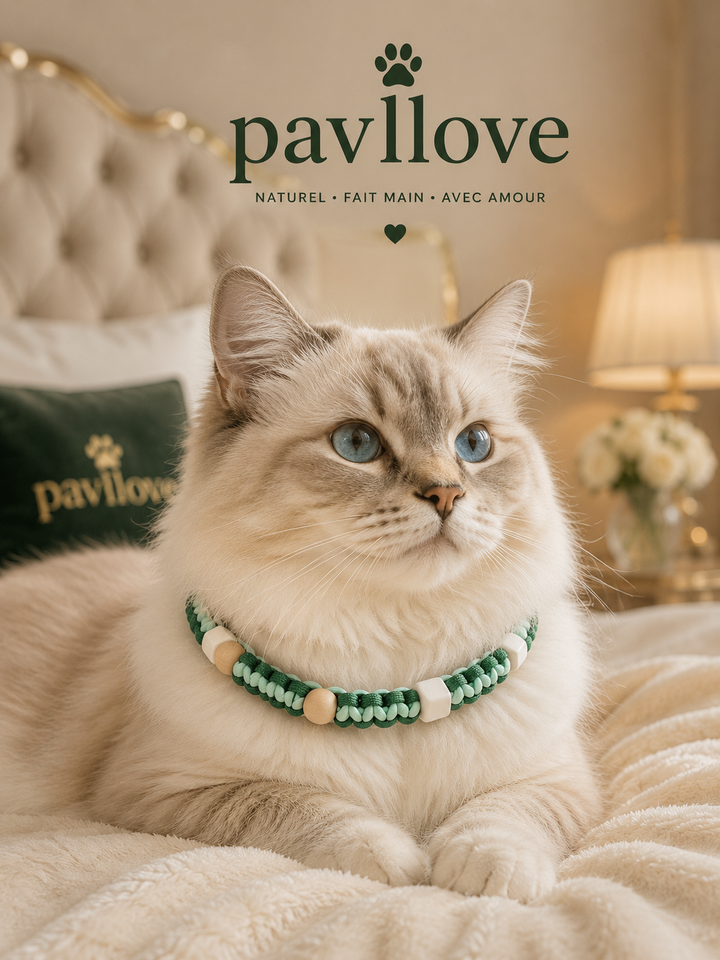Collier Anti-Tiques & Antiparasitaire Naturel Chien et Chat, Fait Main en France, Perles de Céramique EM