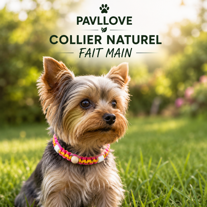 Colliers Rose Anti-Tiques & Antiparasitaire Naturel (Tréssée) avec Perles de céramique EM ⭐⭐⭐⭐⭐ - Pavllove