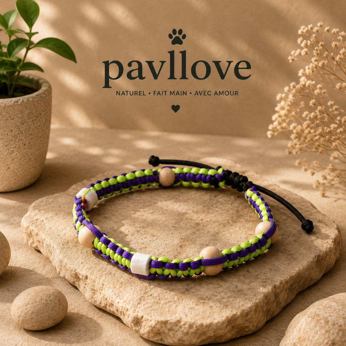 Colliers Violet & mauve Anti-Tiques & Antiparasitaire Naturel (Tréssée) avec Perles de céramique EM ⭐⭐⭐⭐⭐ - Pavllove
