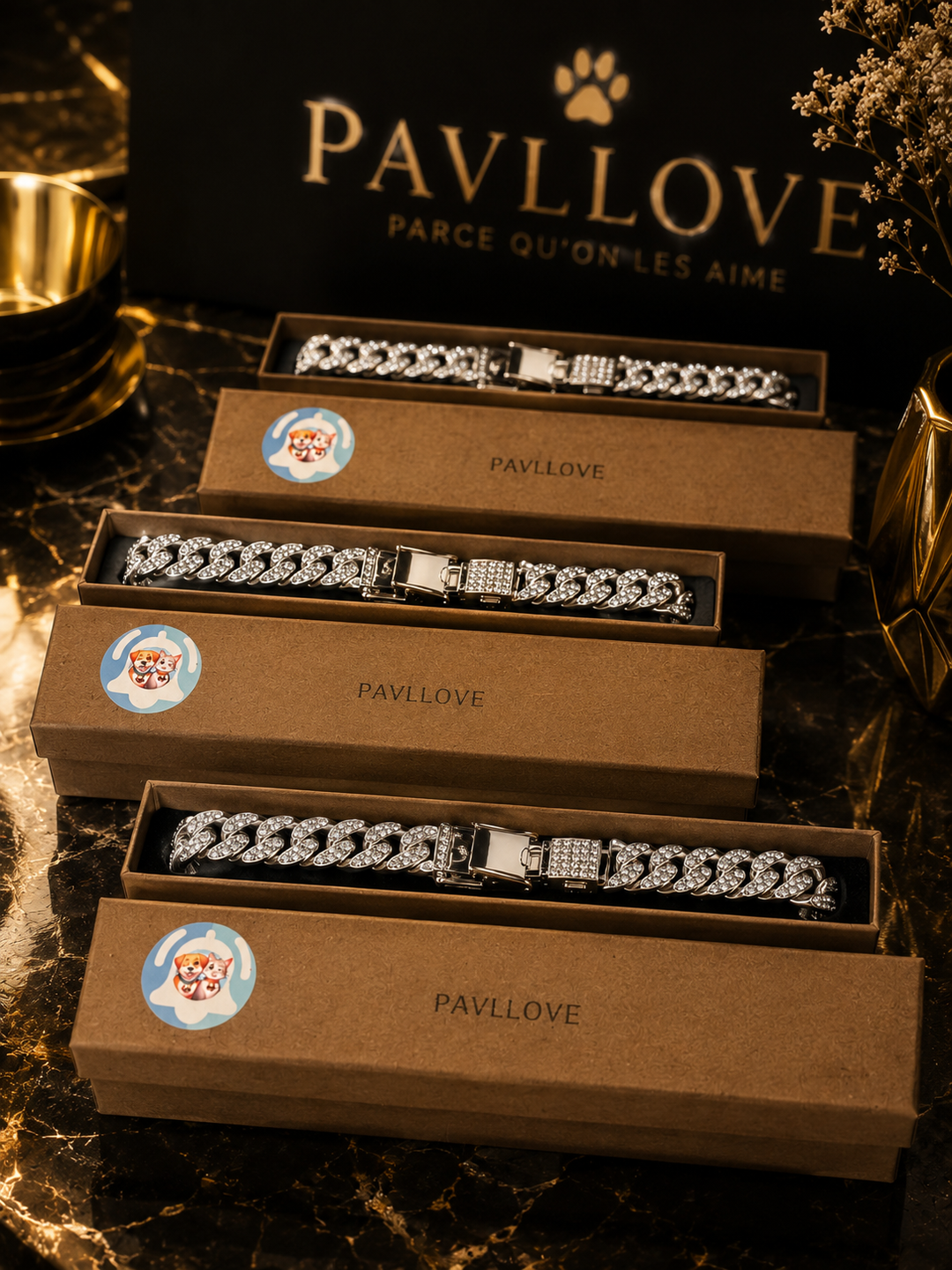 💎 Collier pour chien et chat, Édition Royale – Élégance, Brillance Absolue avec ses strass ⭐⭐⭐⭐⭐ - Pavllove