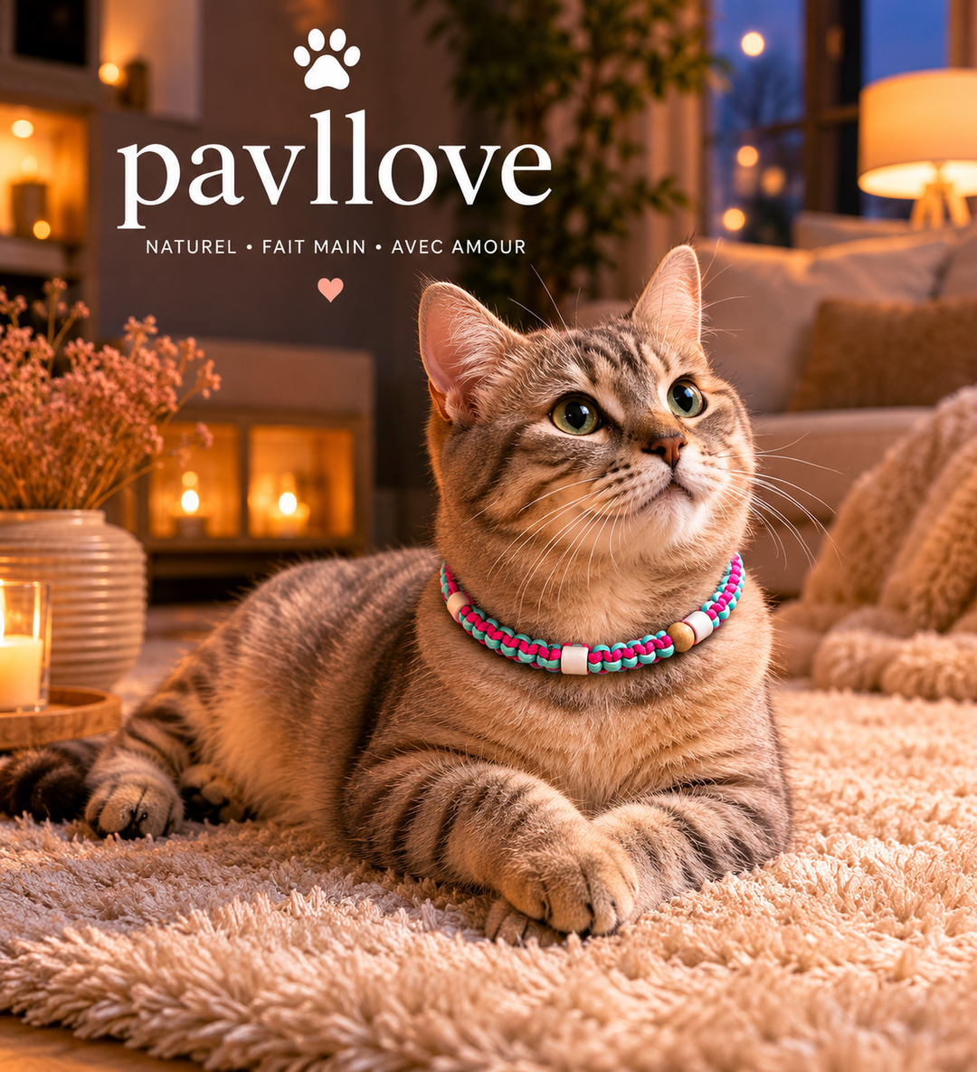 Collier Anti-Tiques & Antiparasitaire Naturel Chien et Chat, Fait Main en France, Perles de Céramique EM
