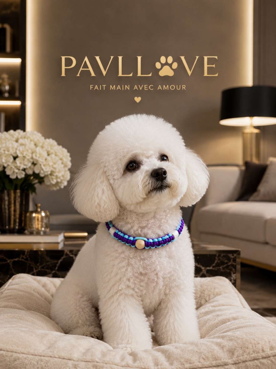 Collier Anti-Tiques & Antiparasitaire Naturel Chien et Chat, Fait Main en France, Perles de Céramique EM (Gamme Tréssée) ⭐⭐⭐⭐⭐ - Pavllove
