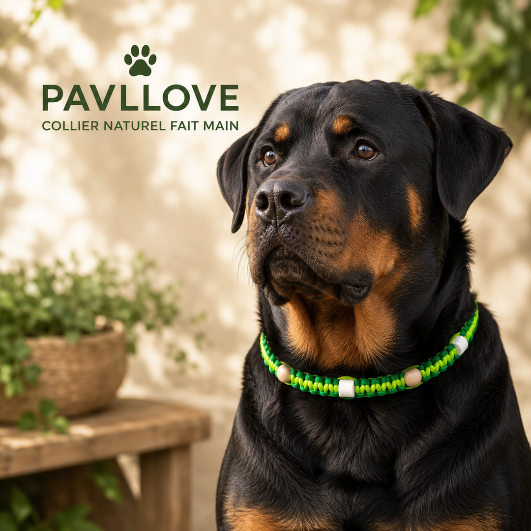 Collier Anti-Tiques & Antiparasitaire Naturel Chien et Chat, Fait Main en France, Perles de Céramique EM (Gamme Tréssée) ⭐⭐⭐⭐⭐ - Pavllove
