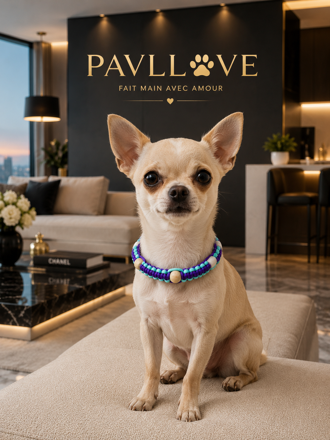 Collier Anti-Tiques & Antiparasitaire Naturel Chien et Chat, Fait Main en France, Perles de Céramique EM (Gamme Tréssée) ⭐⭐⭐⭐⭐ - Pavllove