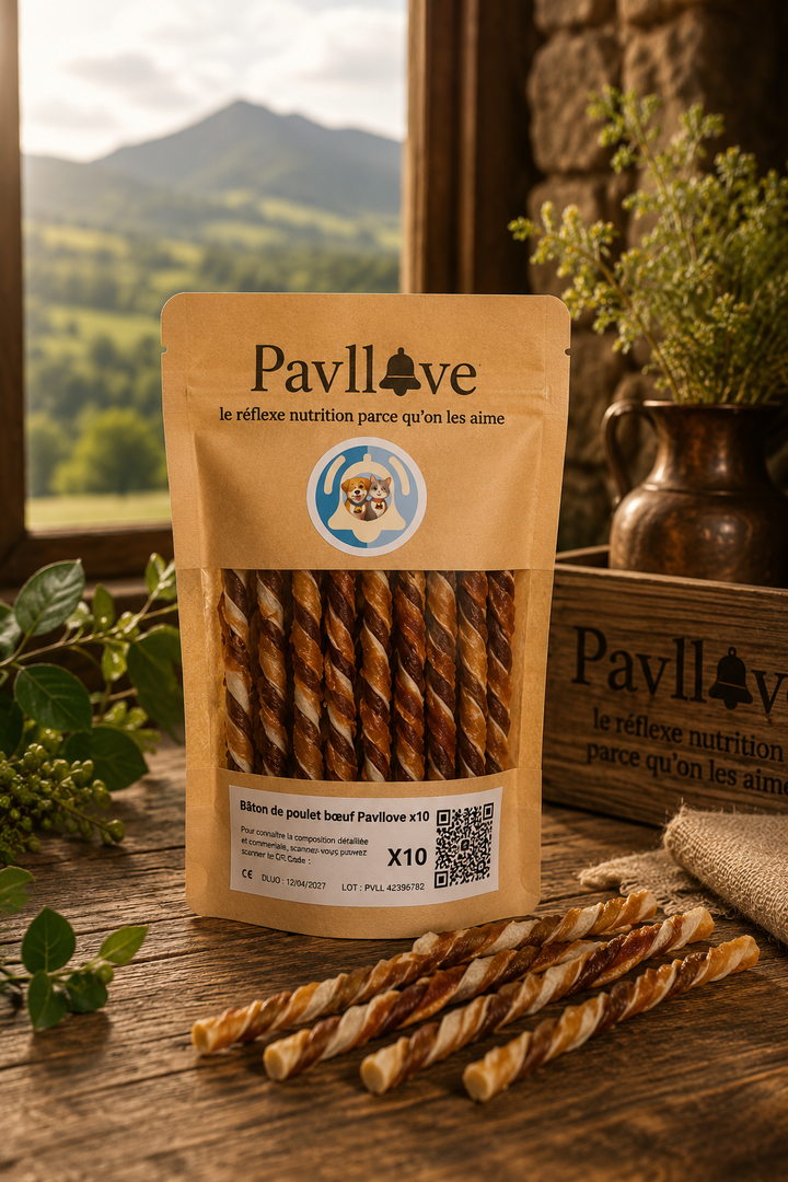 Bâtonnets à mâcher au Poulet & Bœuf pour chien ⭐⭐⭐⭐⭐ - Pavllove