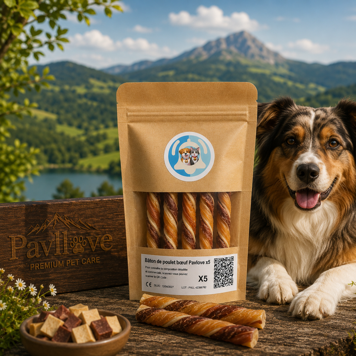 Bâtonnets à mâcher au Poulet & Bœuf pour chien ⭐⭐⭐⭐⭐ - Pavllove