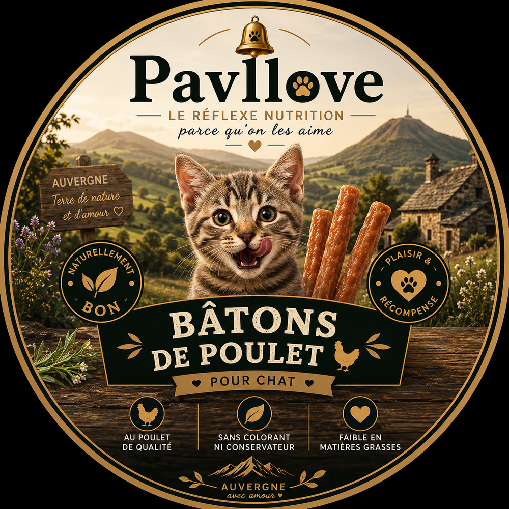 Friandises Bâtons de poulet pour chat 100g – Naturelles & digestes | Pavllove ⭐⭐⭐⭐⭐ - Pavllove