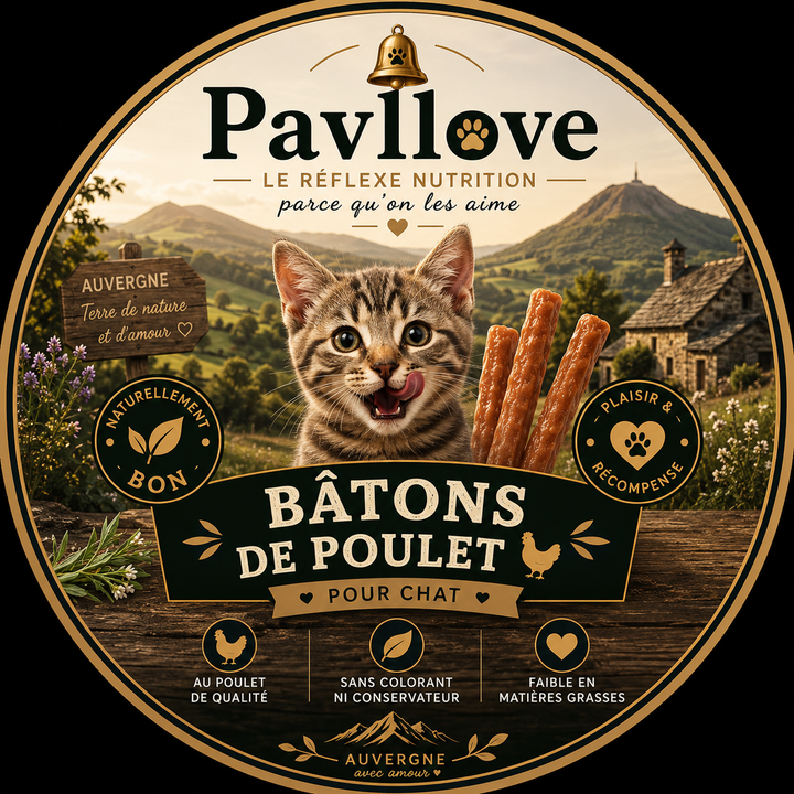 Friandises Bâtons de poulet pour chat 100g – Naturelles & digestes | Pavllove ⭐⭐⭐⭐⭐ - Pavllove