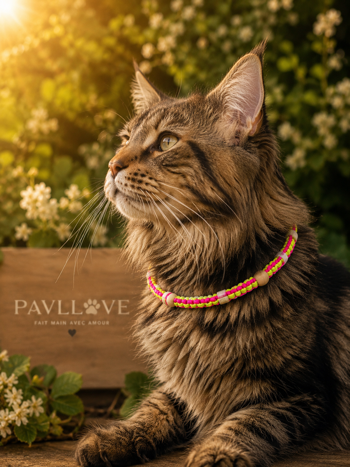 Collier Anti-Tiques & Antiparasitaire Naturel Chien et Chat, Fait Main en France, Perles de Céramique EM (Gamme Tréssée) ⭐⭐⭐⭐⭐ - Pavllove