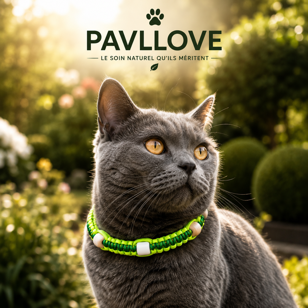 Collier Anti-Tiques & Antiparasitaire Naturel Chien et Chat, Fait Main en France, Perles de Céramique EM (Gamme Tréssée) ⭐⭐⭐⭐⭐ - Pavllove