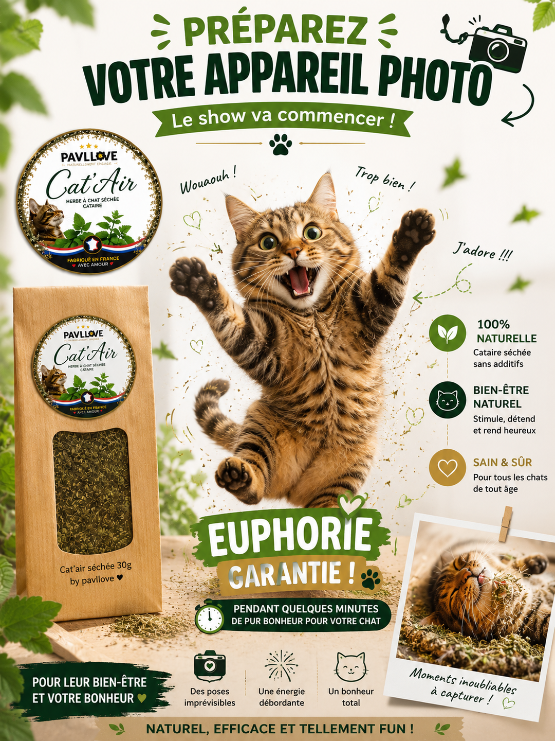 Cataire pour chat adulte séchée naturelle idéale pour griffoir coussin jouet et espace de jeu