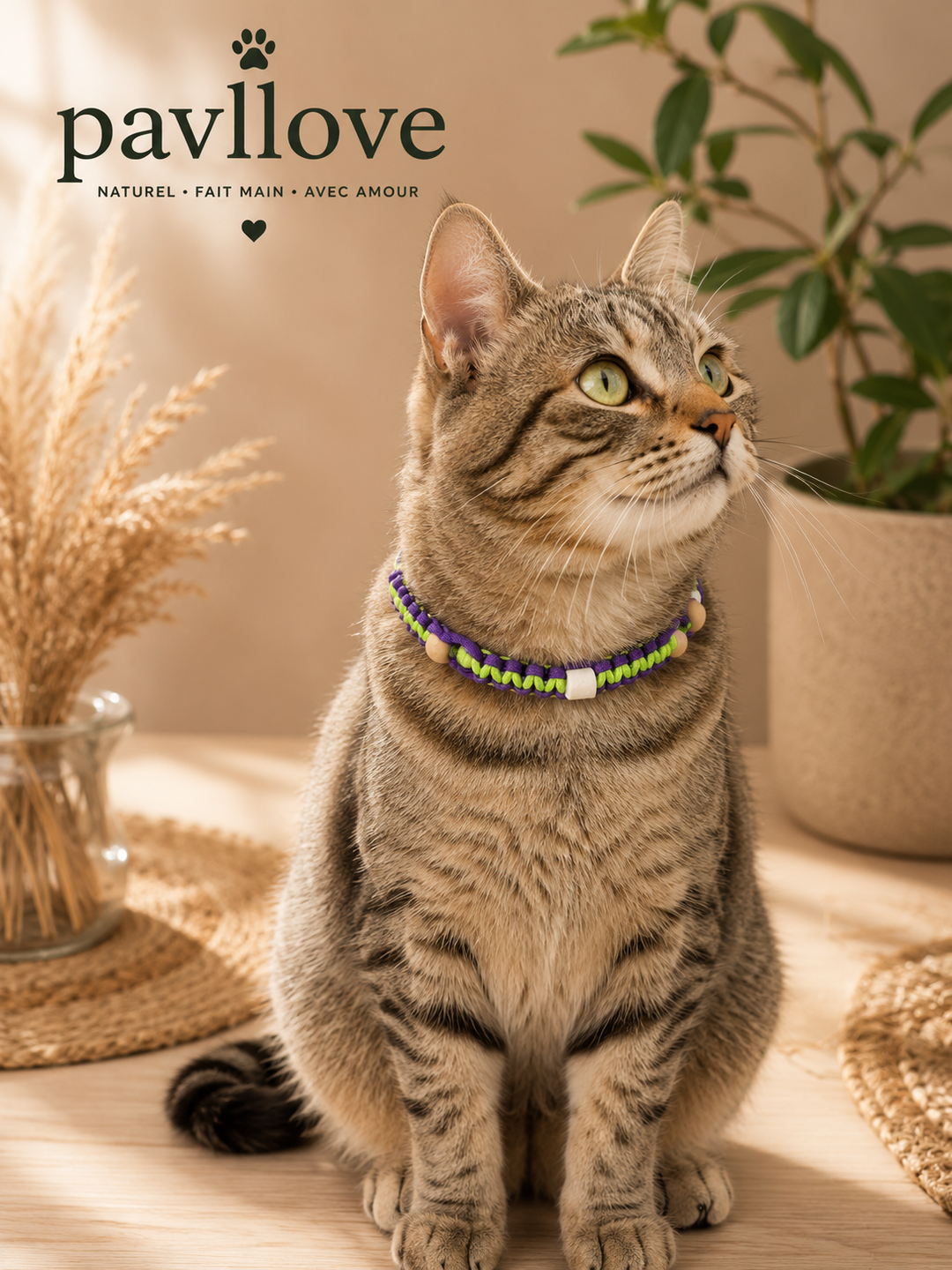 Collier Anti-Tiques & Antiparasitaire Naturel Chien et Chat, Fait Main en France, Perles de Céramique EM