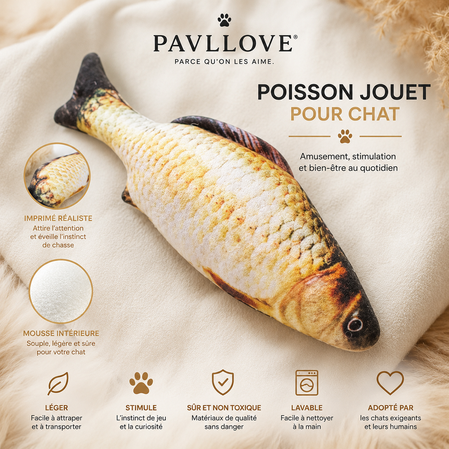 🐟 Jouet poisson Le doudou préféré des chats 🐱 ⭐⭐⭐⭐⭐ - Pavllove