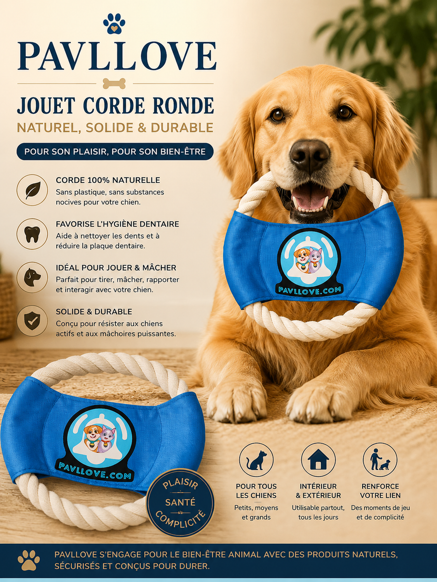 🐾 Jouet corde ronde Pavllove – Solidité, plaisir et complicité garantie ! ⭐⭐⭐⭐⭐ - Pavllove
