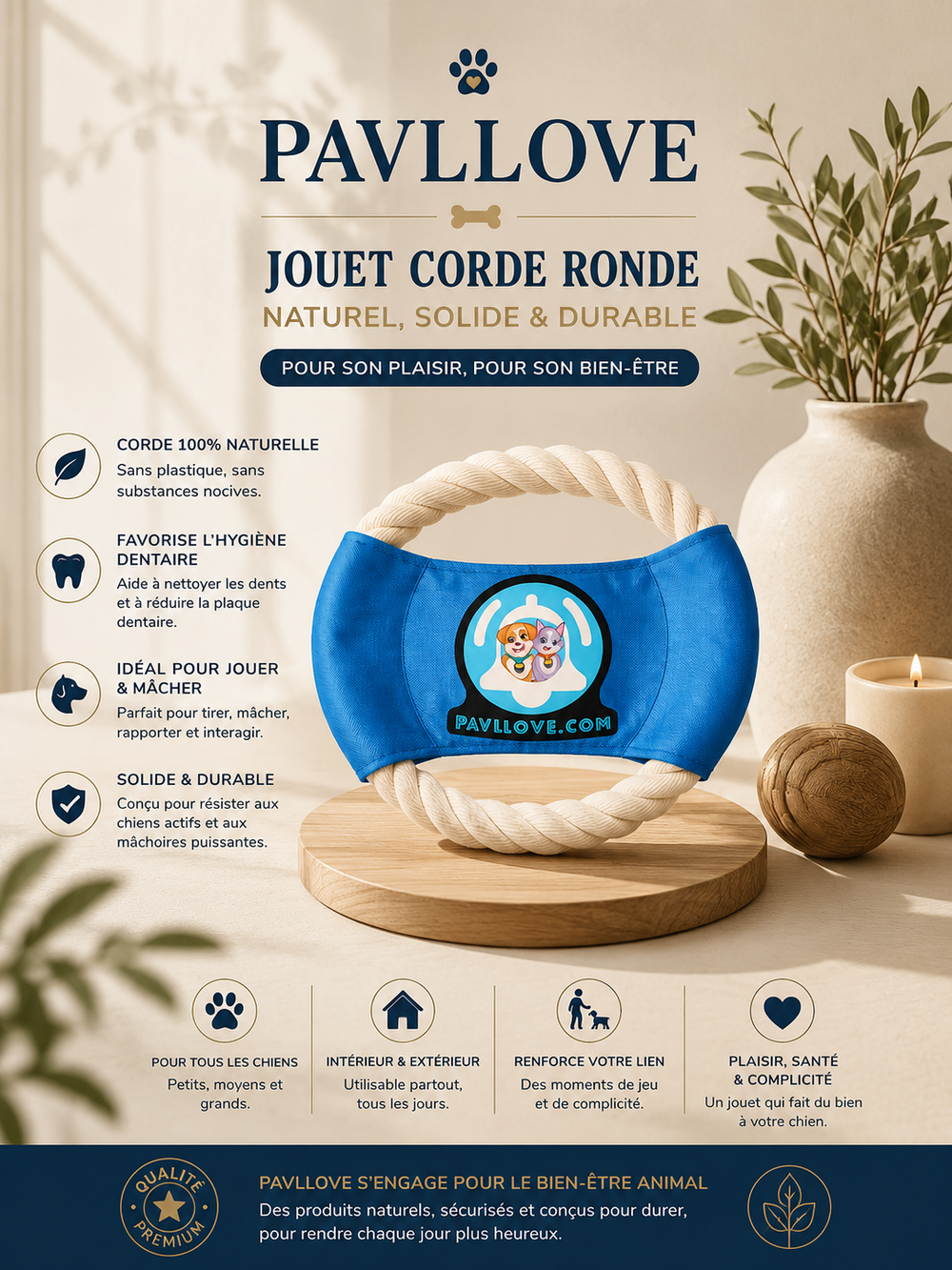 🐾 Jouet corde ronde Pavllove – Solidité, plaisir et complicité garantie ! ⭐⭐⭐⭐⭐ - Pavllove