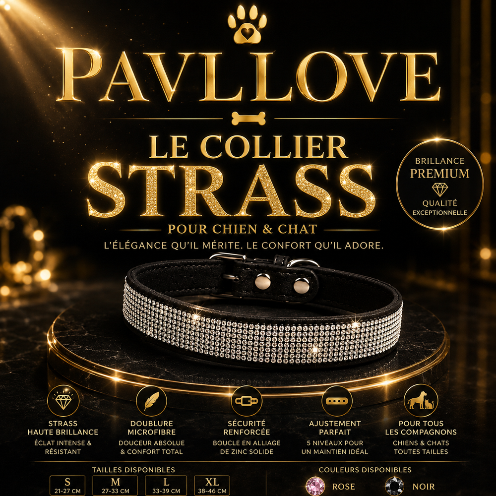 Collier strass chien chat – Élégant et ajustable Pavllove ⭐⭐⭐⭐⭐ - Pavllove