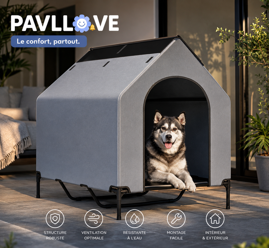 🏡 La Niche pour chien, d'exterieur ou d'interieur, Robuste, Ventilée & Facile à Vivre ! 🐾 - Pavllove