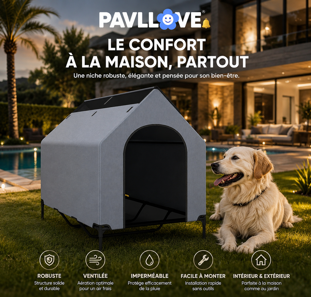 🏡 La Niche pour chien, d'exterieur ou d'interieur, Robuste, Ventilée & Facile à Vivre ! 🐾 - Pavllove