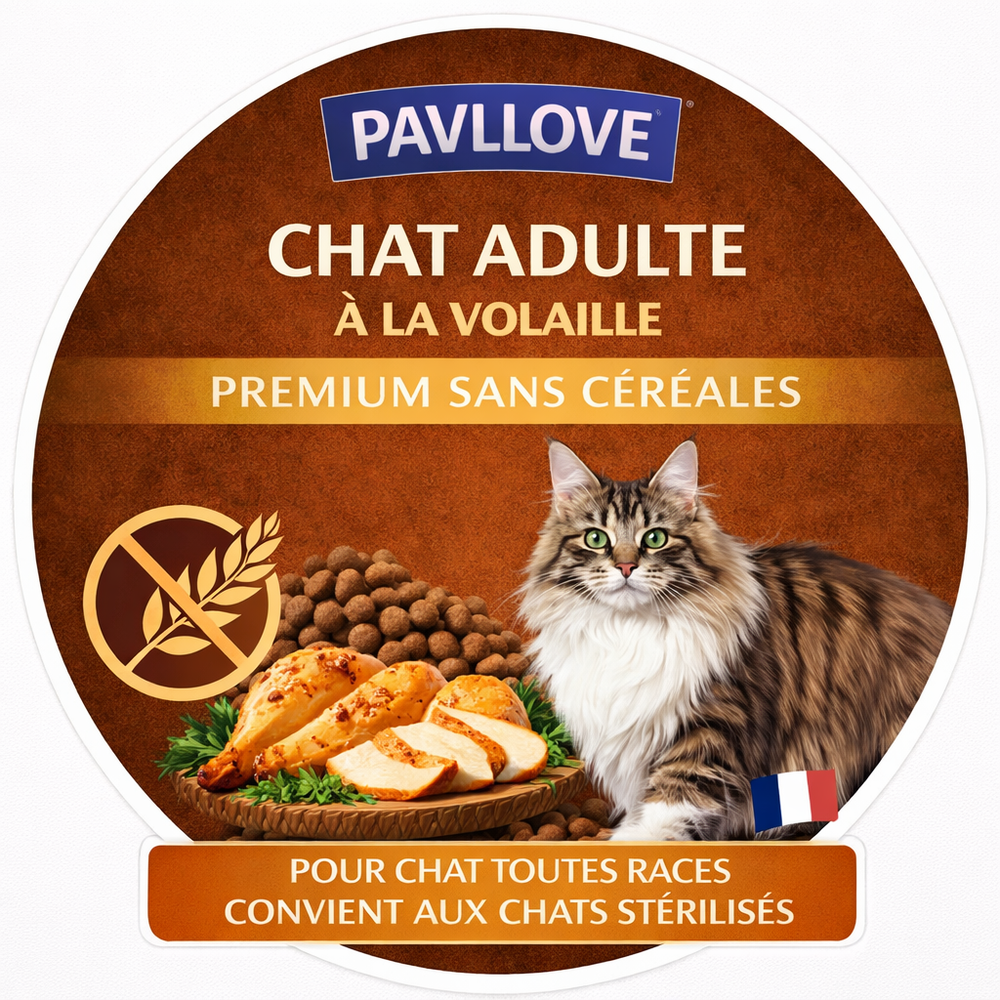 Croquettes sans céréales pour chat adulte ⭐⭐⭐⭐⭐ - Pavllove