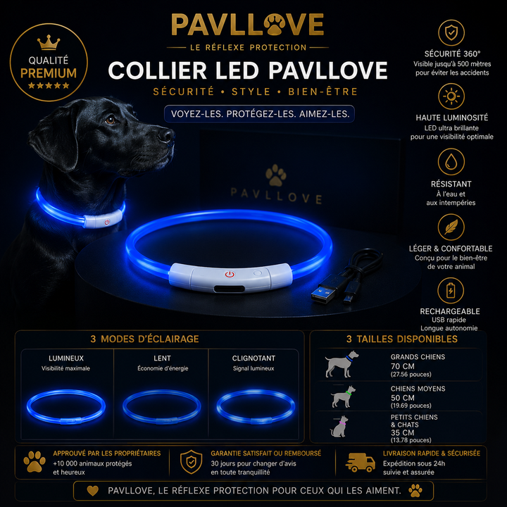 Colliers LED Pavllove pour chiens et chats ⭐⭐⭐⭐⭐ - Pavllove