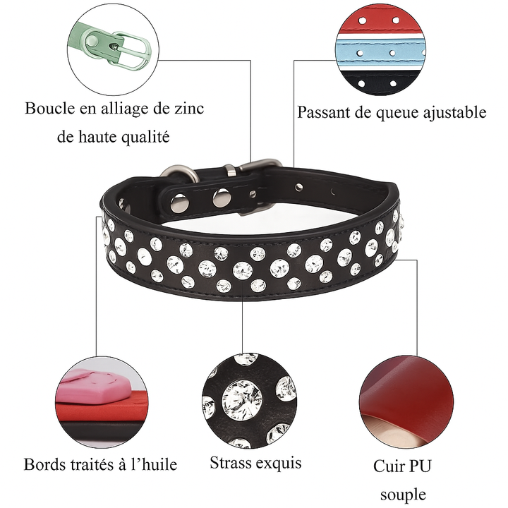 Collier Strass Noir – Chien & Chat | Élégant, Résistant & Confortable ⭐⭐⭐⭐⭐ - Pavllove