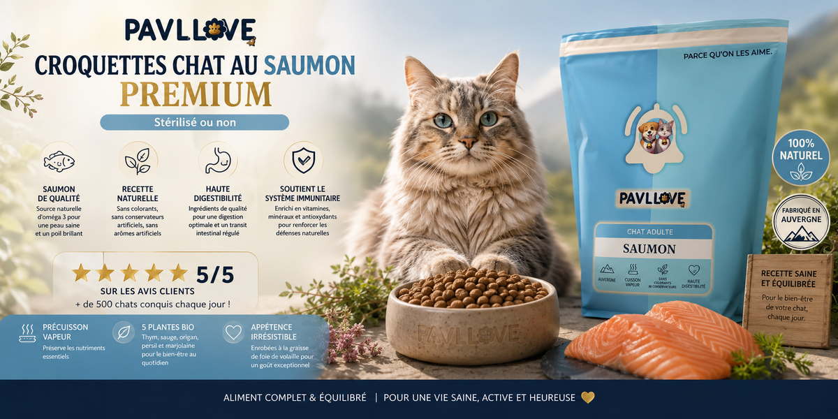 Croquettes riches en protéines animales pour chat adulte