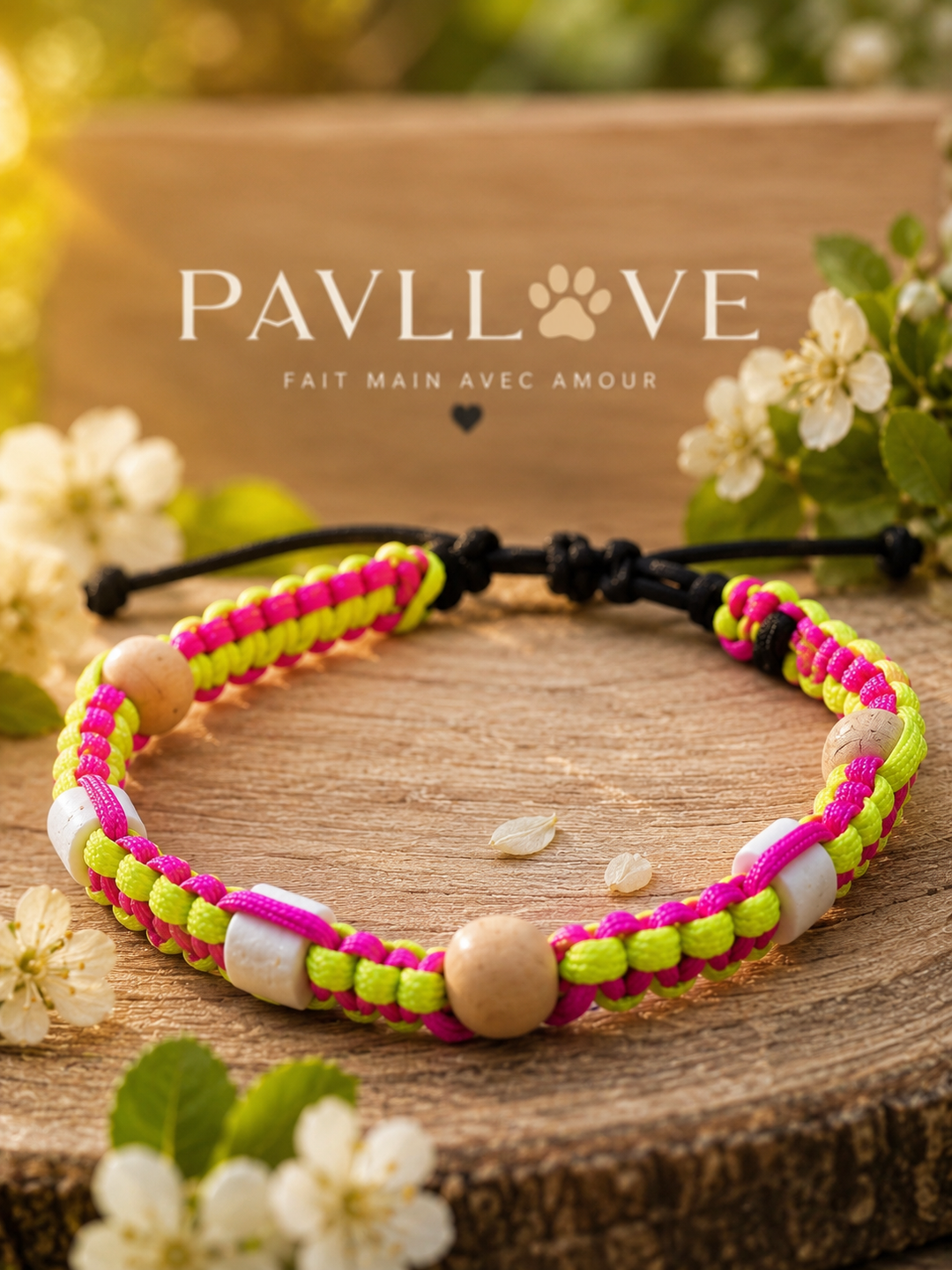 Collier Anti-Tiques & Antiparasitaire Naturel Chien et Chat, Fait Main en France, Perles de Céramique EM (Gamme Tréssée) ⭐⭐⭐⭐⭐ - Pavllove