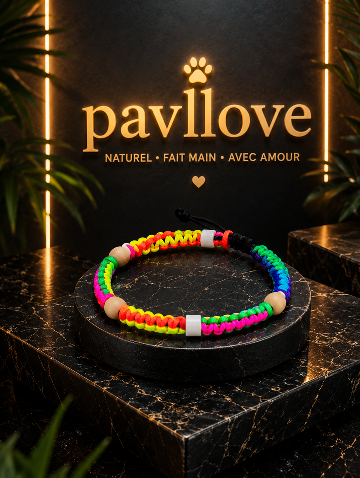 Collier Anti-Tiques & Antiparasitaire Naturel Chien et Chat, Fait Main en France, Perles de Céramique EM