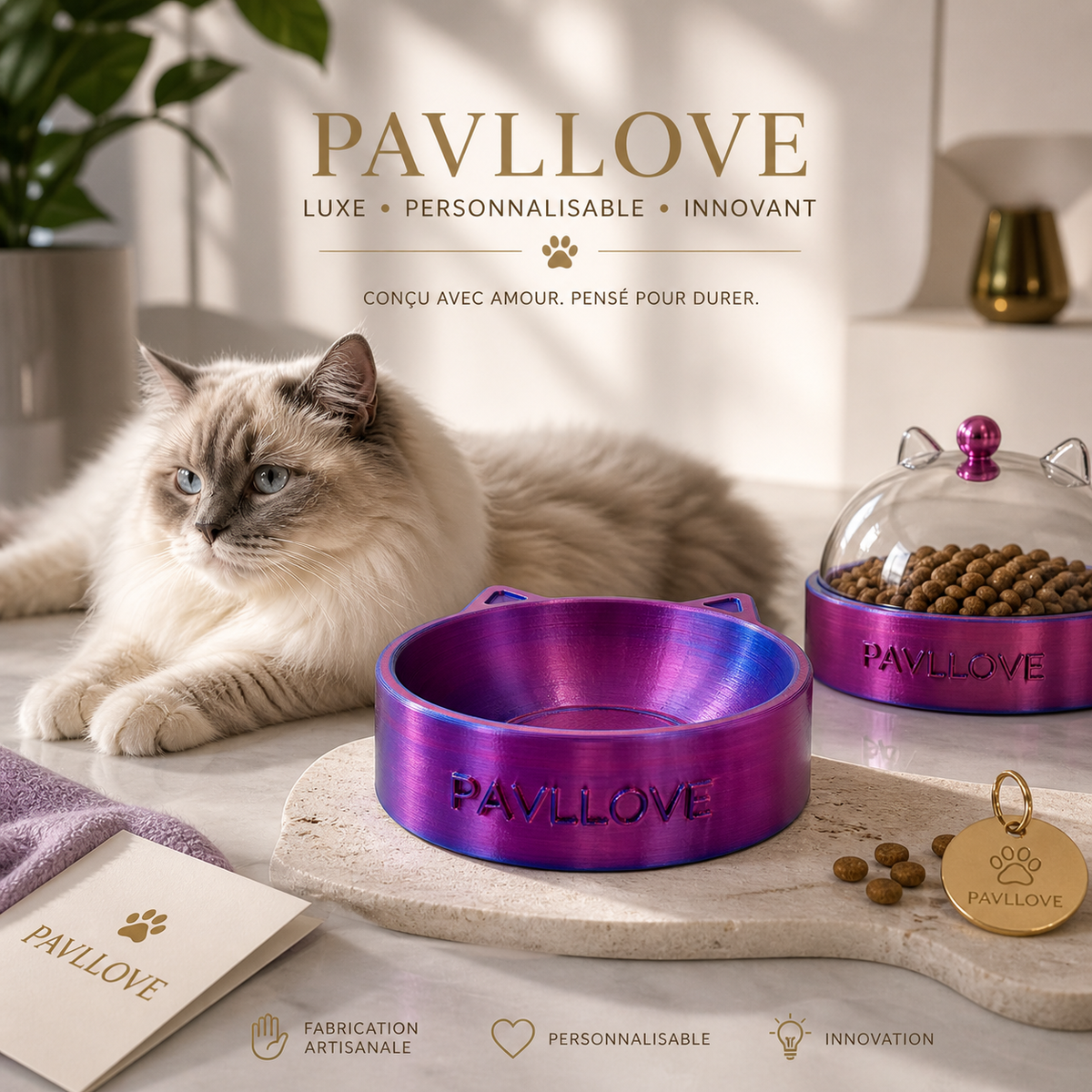 Gamelle Chaton (Personnalisable) ⭐⭐⭐⭐⭐ - Pavllove