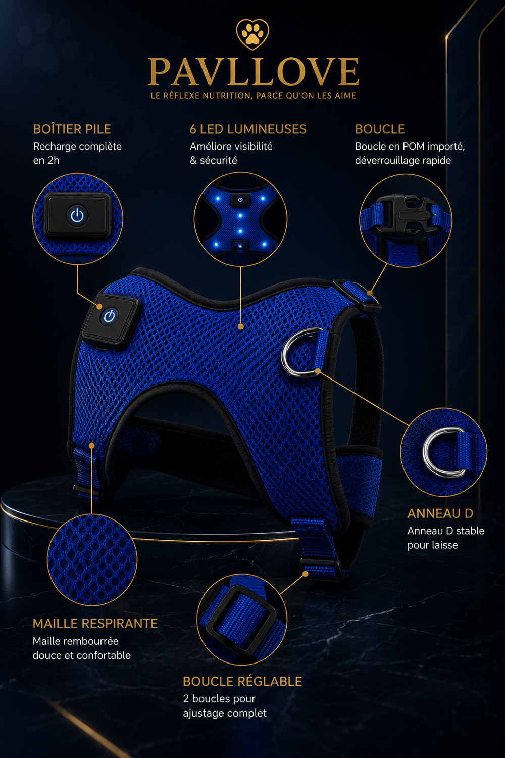 Harnais LED Pavllove pour Chien Sécurité lumineuse, confort & haute visibilité ⭐⭐⭐⭐⭐ - Pavllove