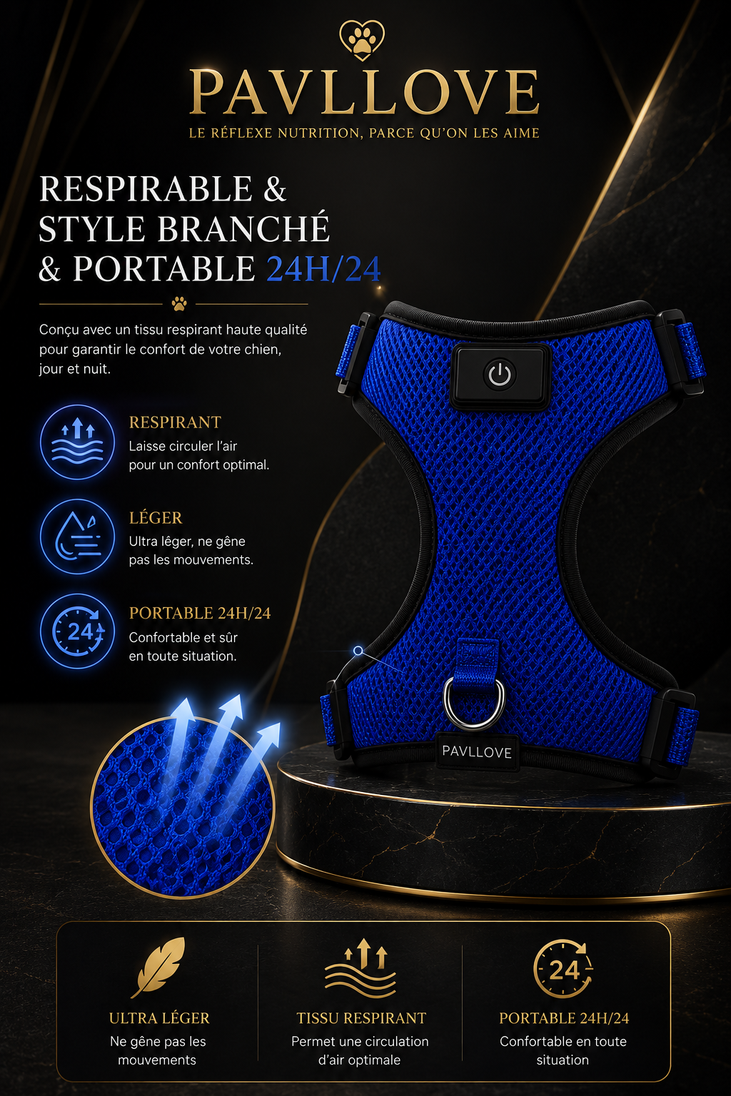 Harnais LED Pavllove pour Chien Sécurité lumineuse, confort & haute visibilité ⭐⭐⭐⭐⭐ - Pavllove