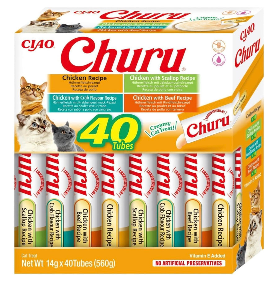 INABA Churu – Friandises Liquides pour Chats – 4 Saveurs de Poulet – 40 Tubes x 14g ⭐⭐⭐⭐⭐ - Pavllove