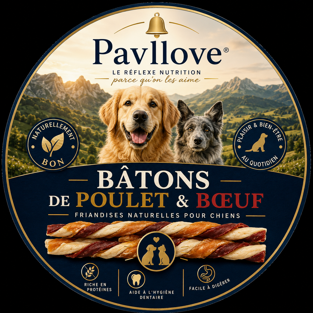 Bâtonnets à mâcher au Poulet & Bœuf pour chien ⭐⭐⭐⭐⭐ - Pavllove