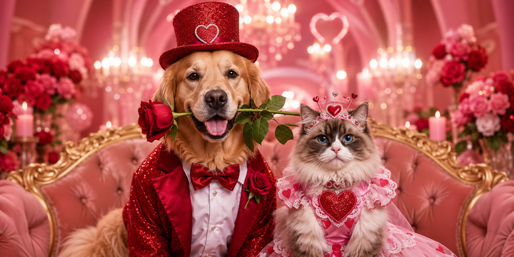 ❤️ Portrait personnalisé Saint-Valentin pour chien et chat