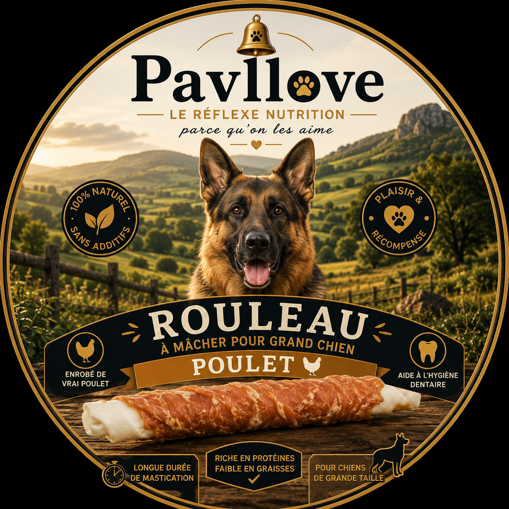 🍗 Bâton Pavllove “Rouleau de Poulet” – La friandise naturelle pour les grandes mâchoires ! ⭐⭐⭐⭐⭐ - Pavllove