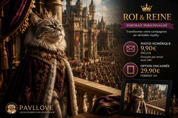 Portrait personnalisé de votre chien ou chat (Thème Royal) - Pavllove