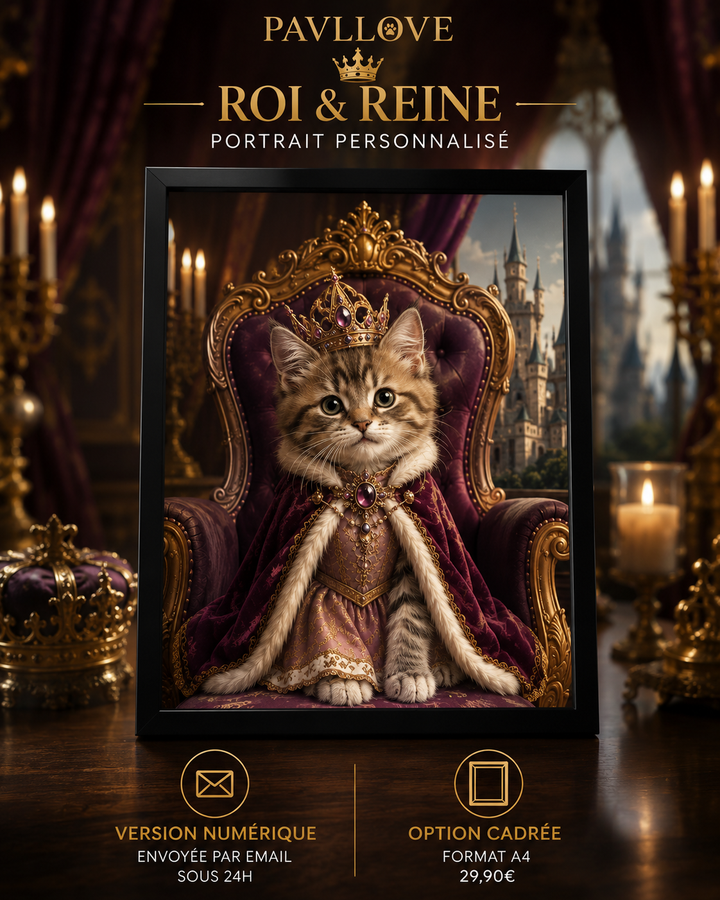 Portrait personnalisé de votre chien ou chat (Thème Royal) - Pavllove