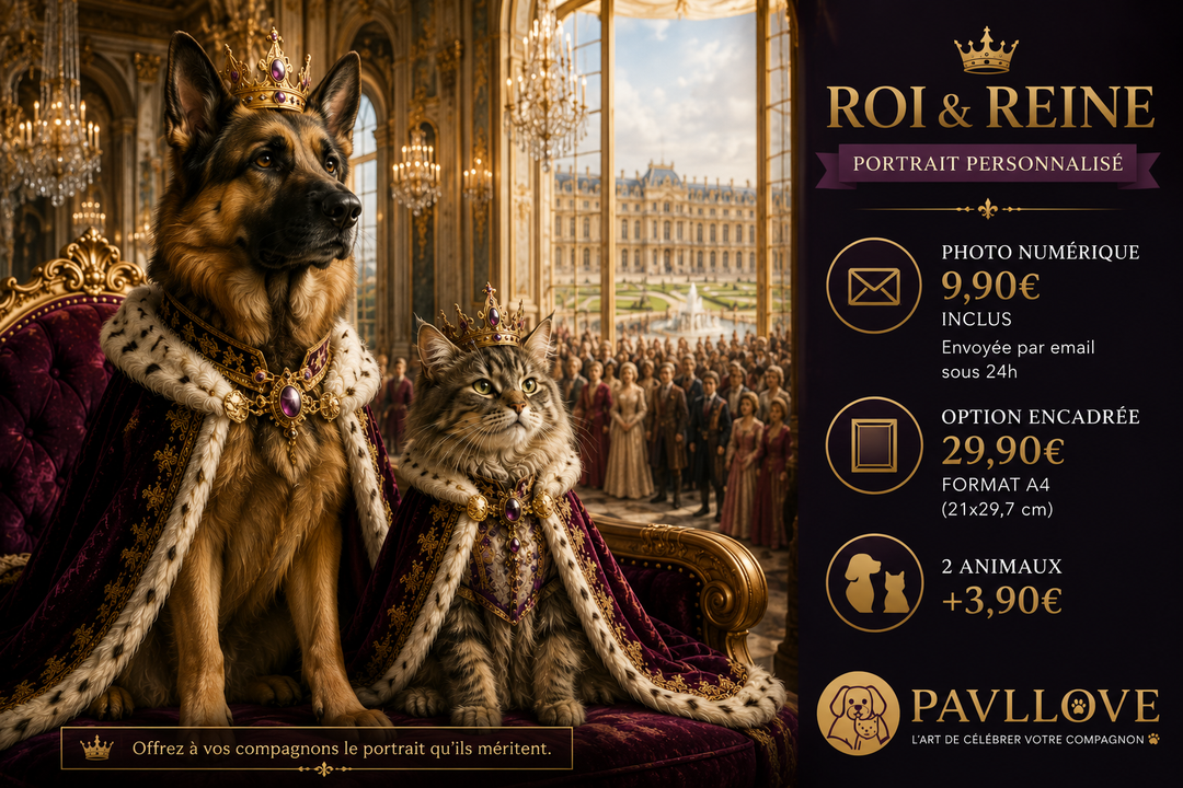 Portrait personnalisé de votre chien ou chat (Thème Royal) - Pavllove