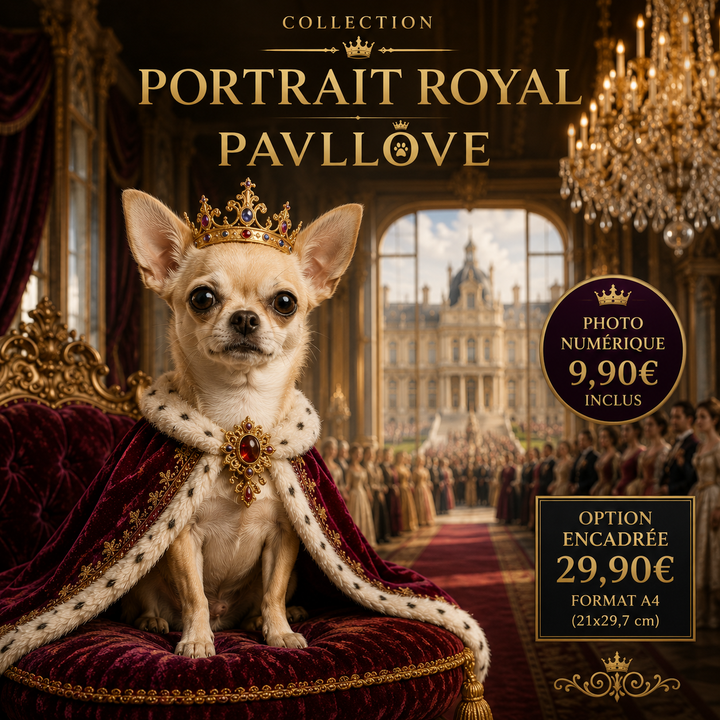 Portrait personnalisé de votre chien ou chat (Thème Royal) - Pavllove