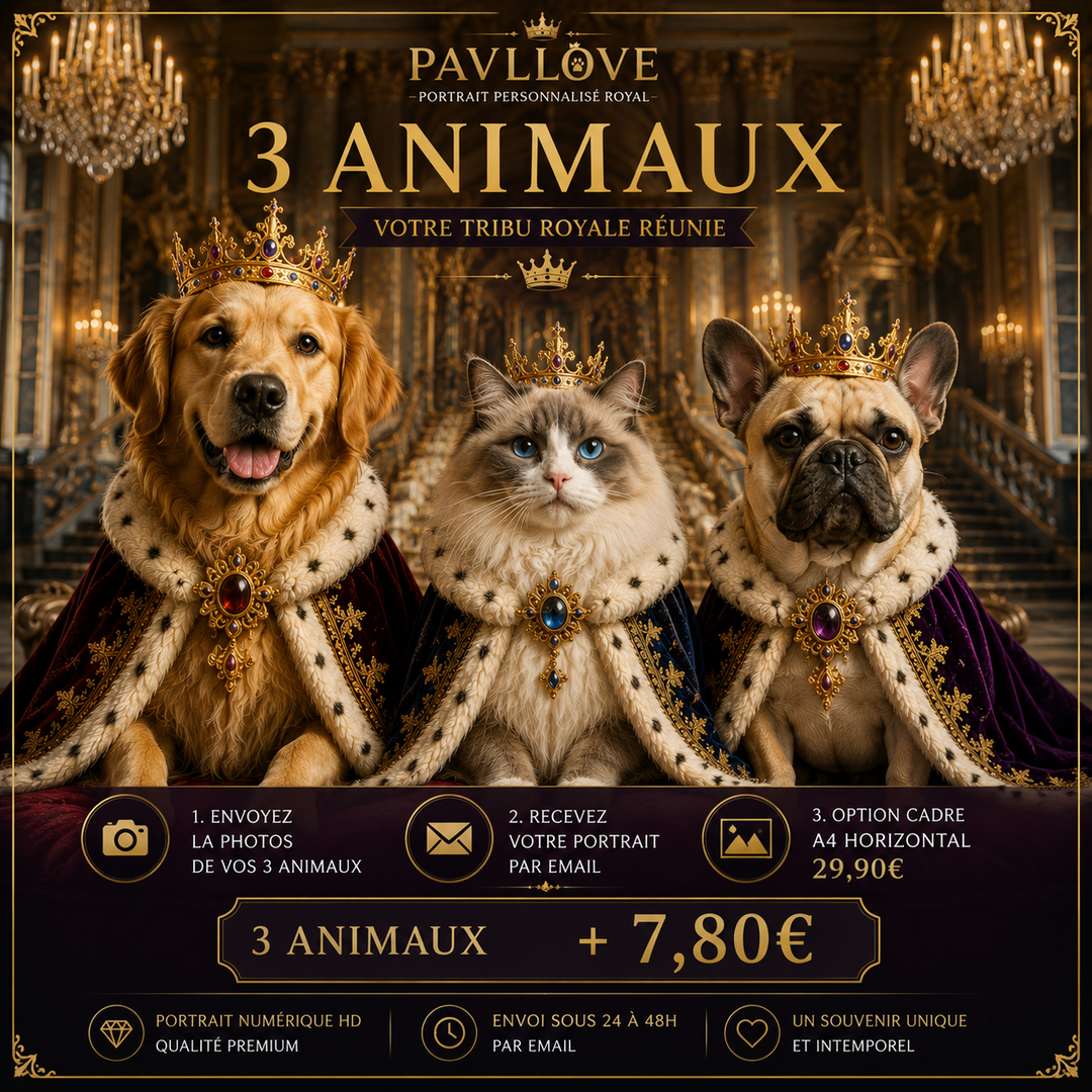 Portrait personnalisé de votre chien ou chat (Thème Royal) - Pavllove