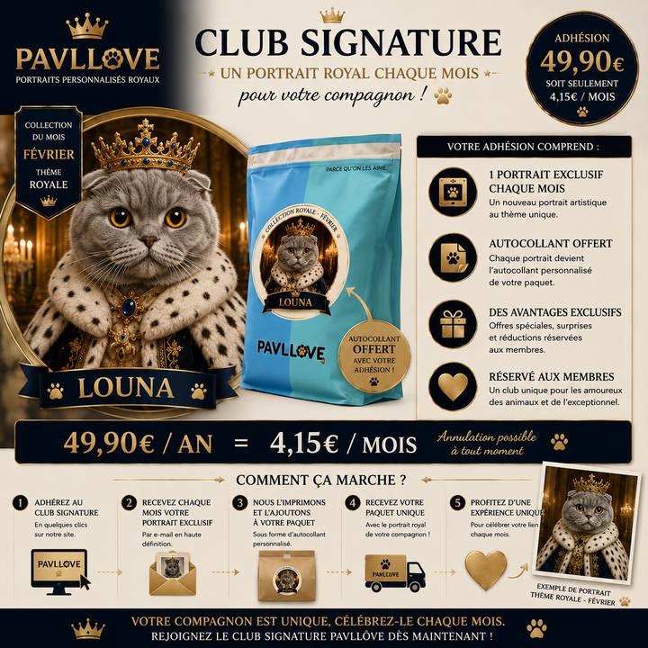 Portrait personnalisé de votre chien ou chat (Thème Royal) - Pavllove