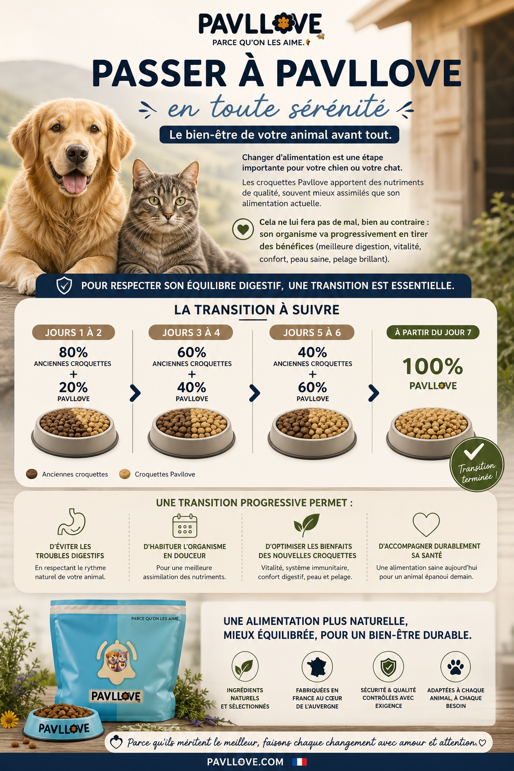 Croquettes haut de gamme pour chien Adulte & Senior - Volaille ⭐⭐⭐⭐⭐ - Pavllove